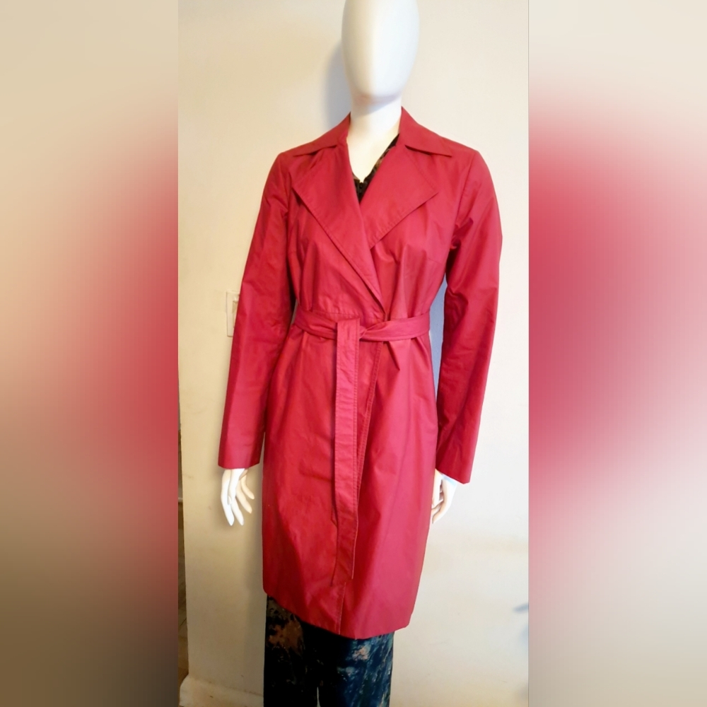 Banana Republic Women's Size M Trench Coat Jacket Brick Red Belted Snap
